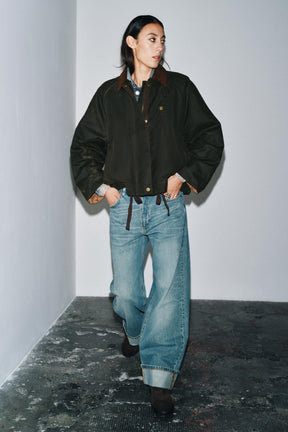 WAXED CONTRAST COLLAR JACKET