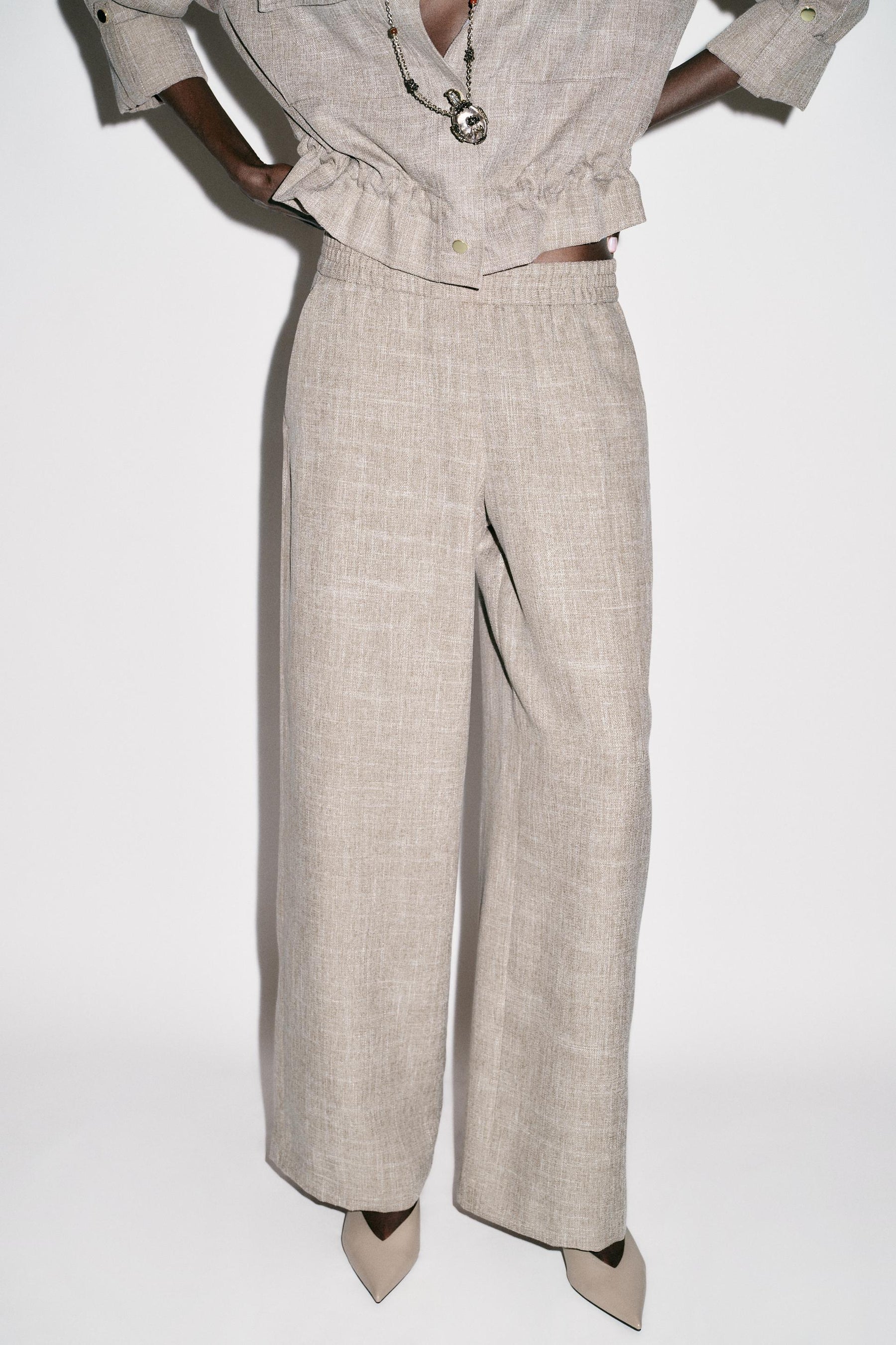 Wide-Leg Flecked Trousers