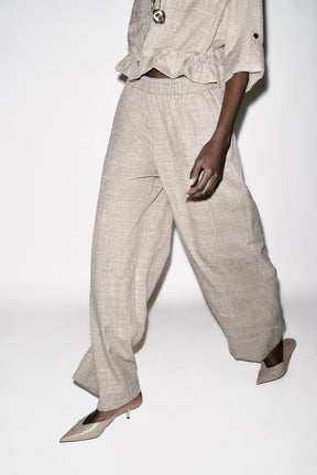 Wide-Leg Flecked Trousers