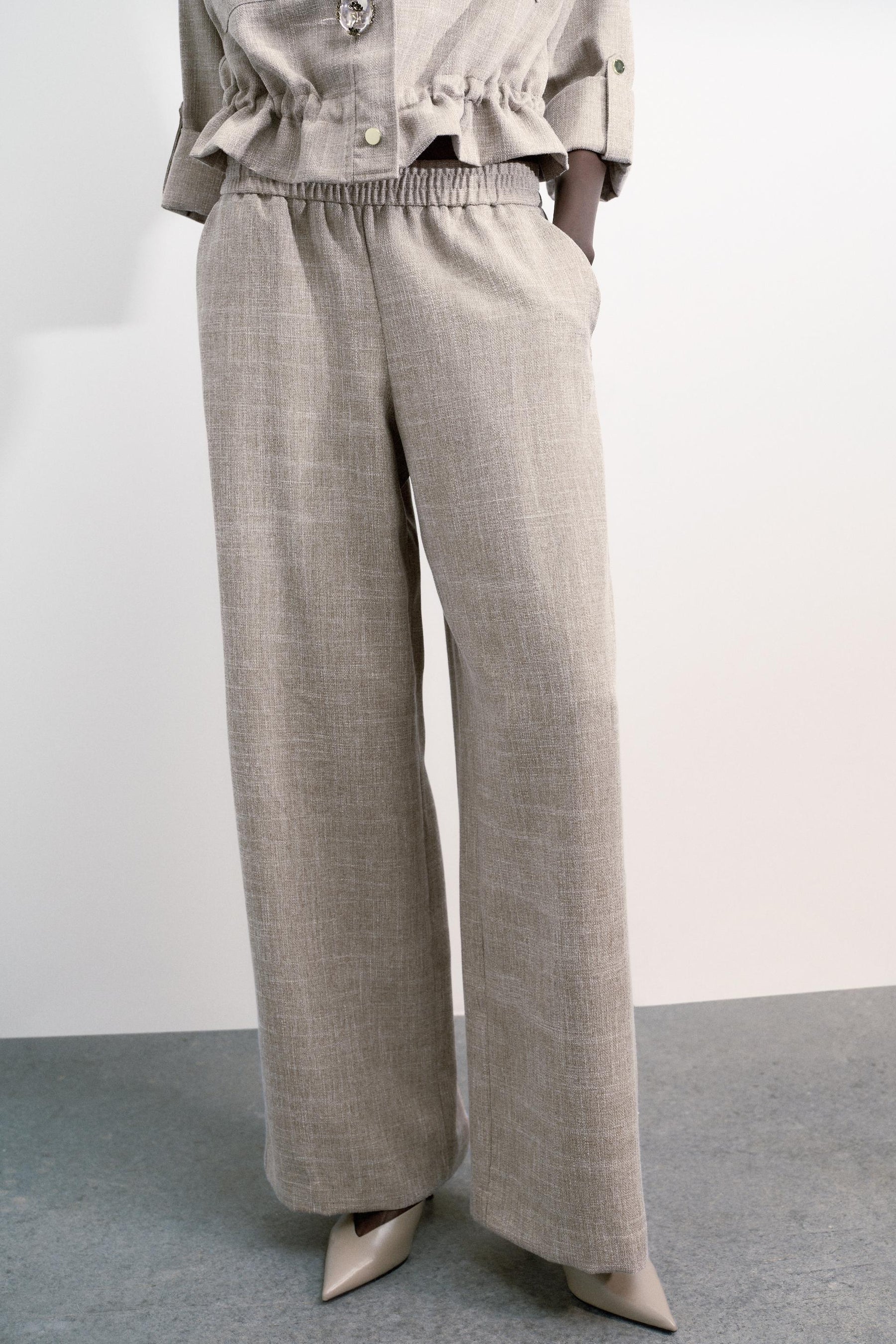 Wide-Leg Flecked Trousers