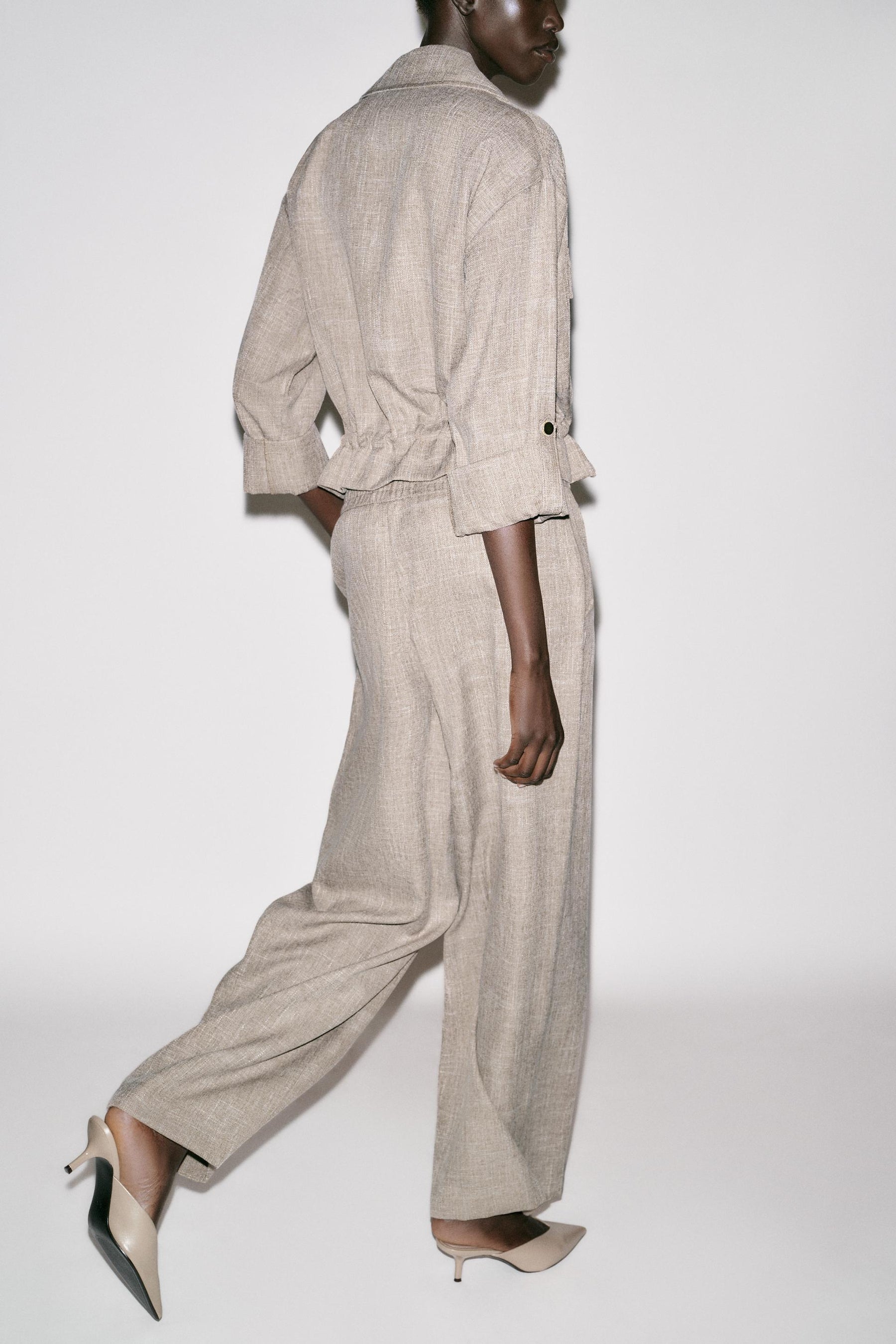 Wide-Leg Flecked Trousers