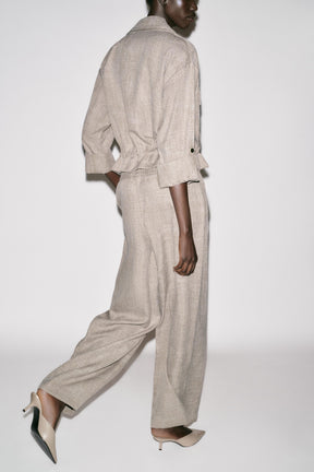 Wide-Leg Flecked Trousers