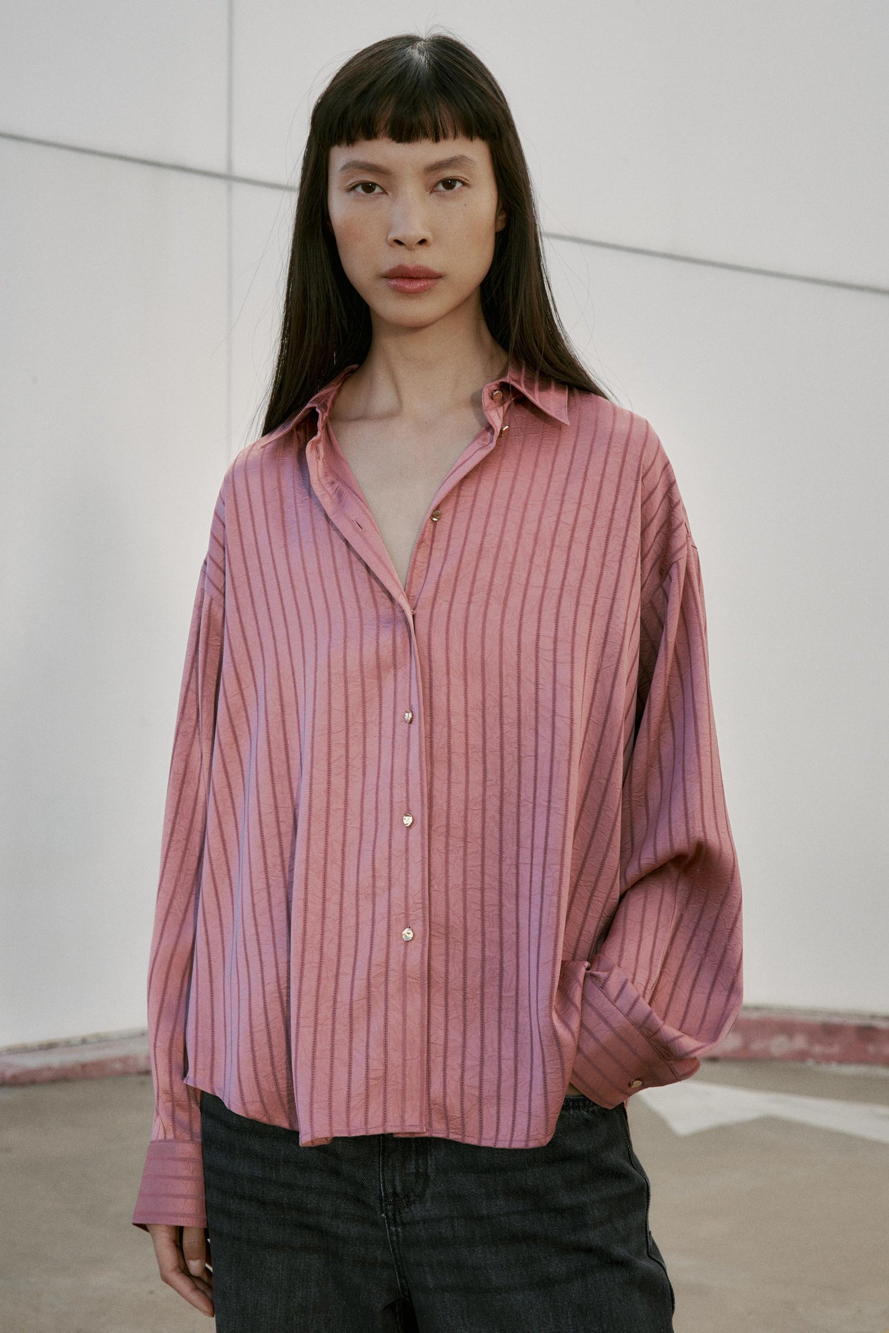 STRIPED SATIN SHIRT