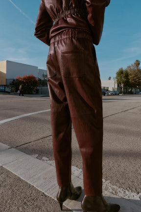 Elastic Waist Faux Leather