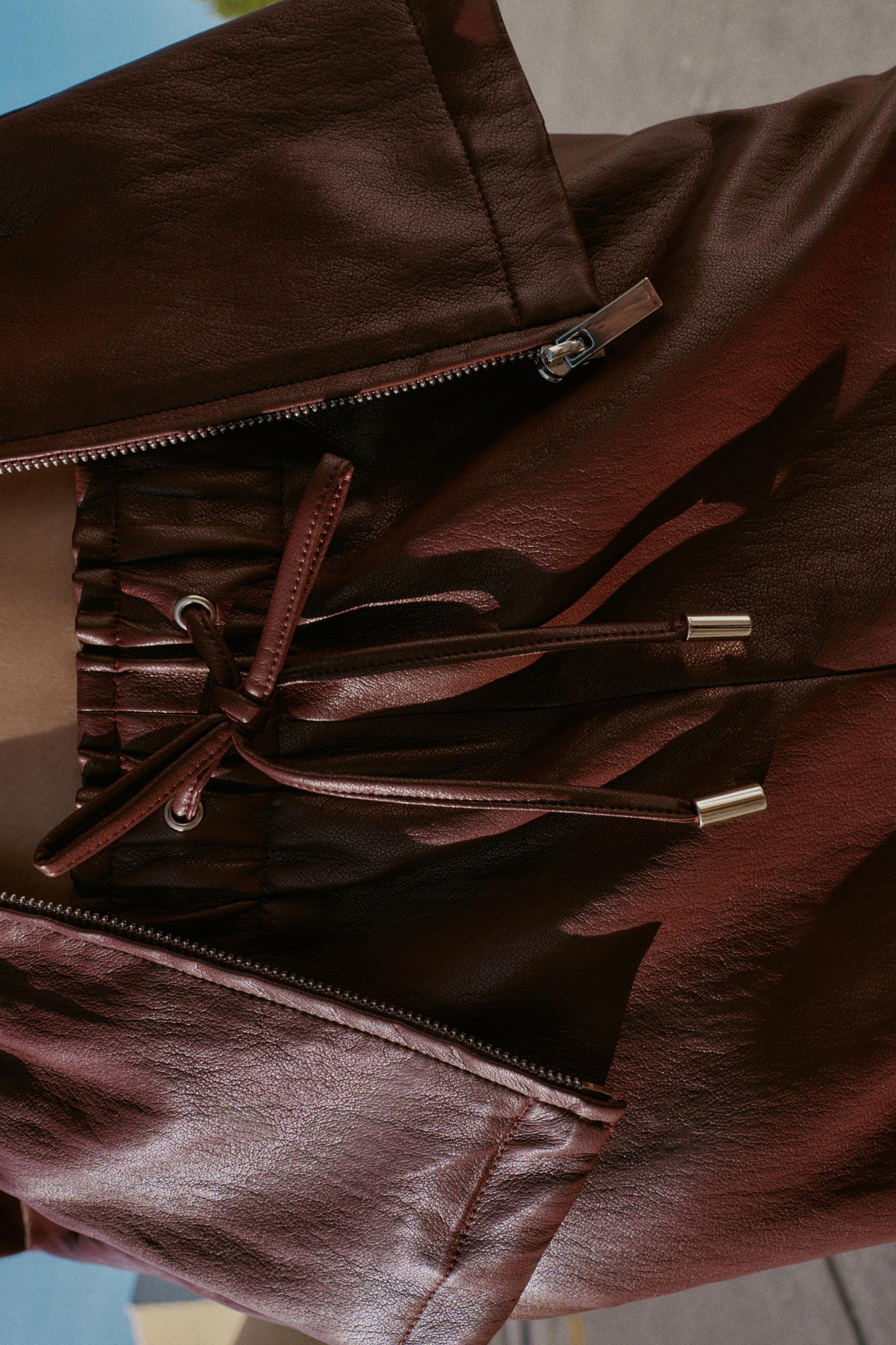 Elastic Waist Faux Leather