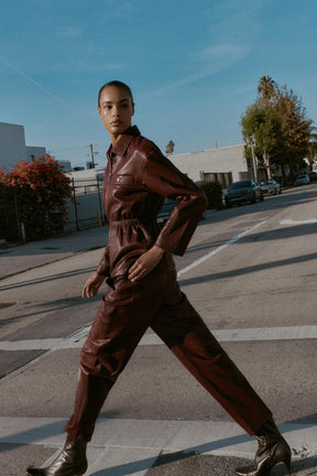 Elastic Waist Faux Leather