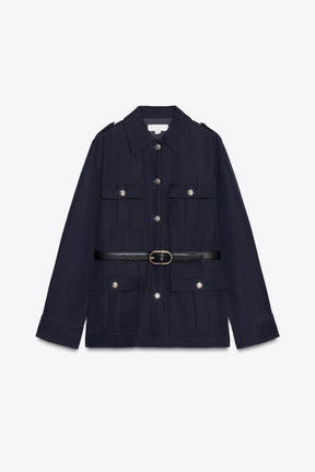 BELTED JACKET WITH POCKETS