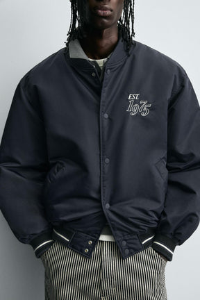 CONTRAST EMBROIDERY BOMBER JACKET - Image 5