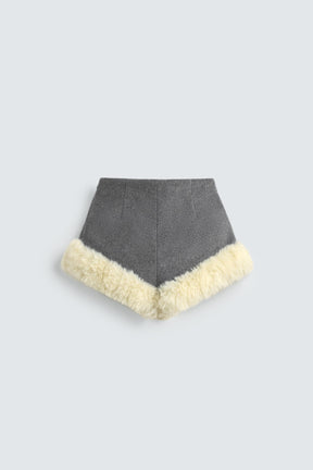 CONTRAST FUR SHORTS
