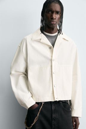 TEXTURED CROPPED FIT OVERSHIRT - Image 5