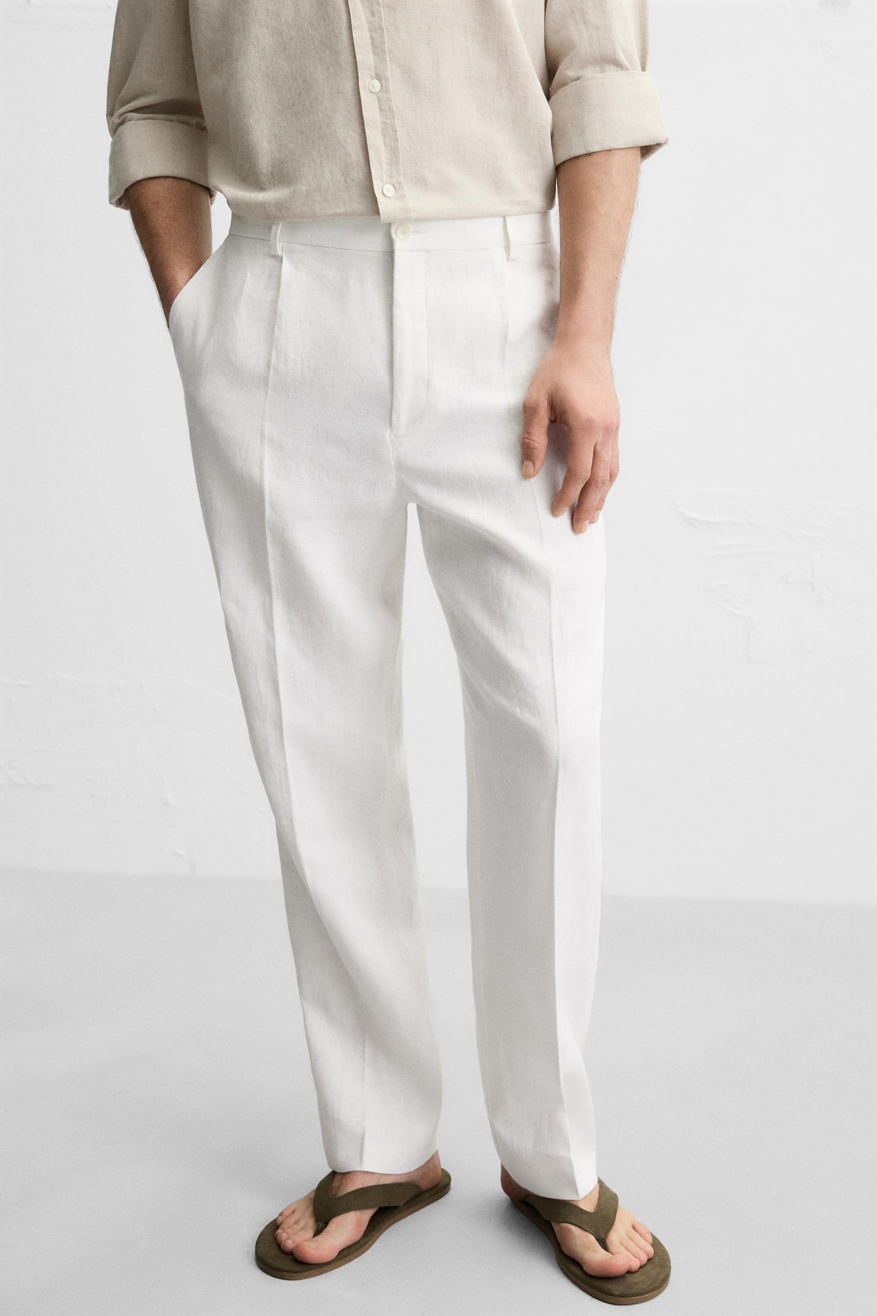 100% LINEN PLEATED TROUSERS - Image 5