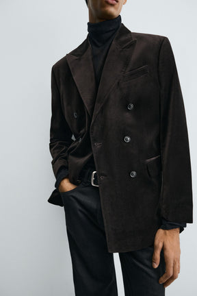 REGULAR FIT VELVET BLAZER - Image 7