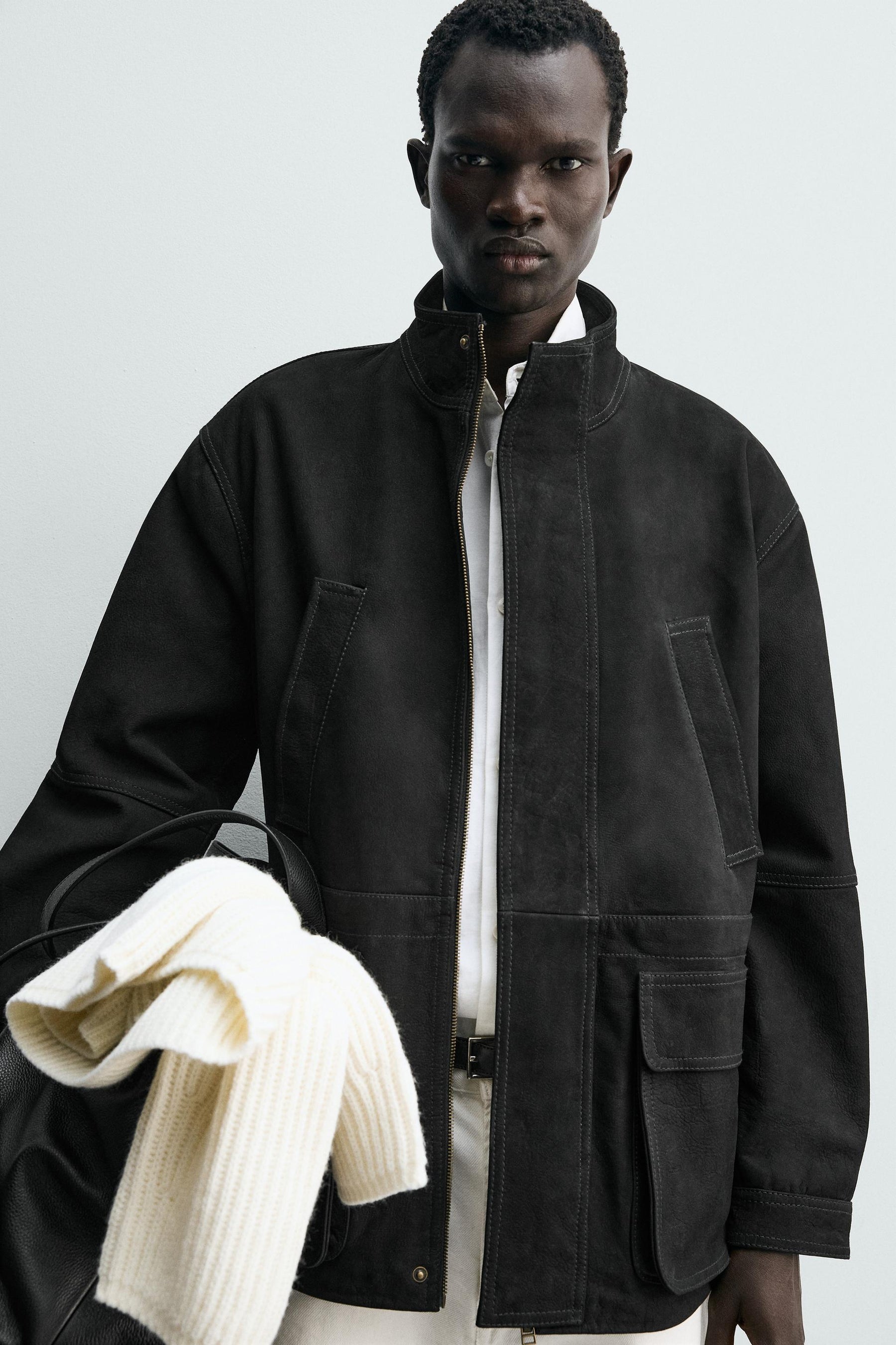 Relaxed Leather Parka