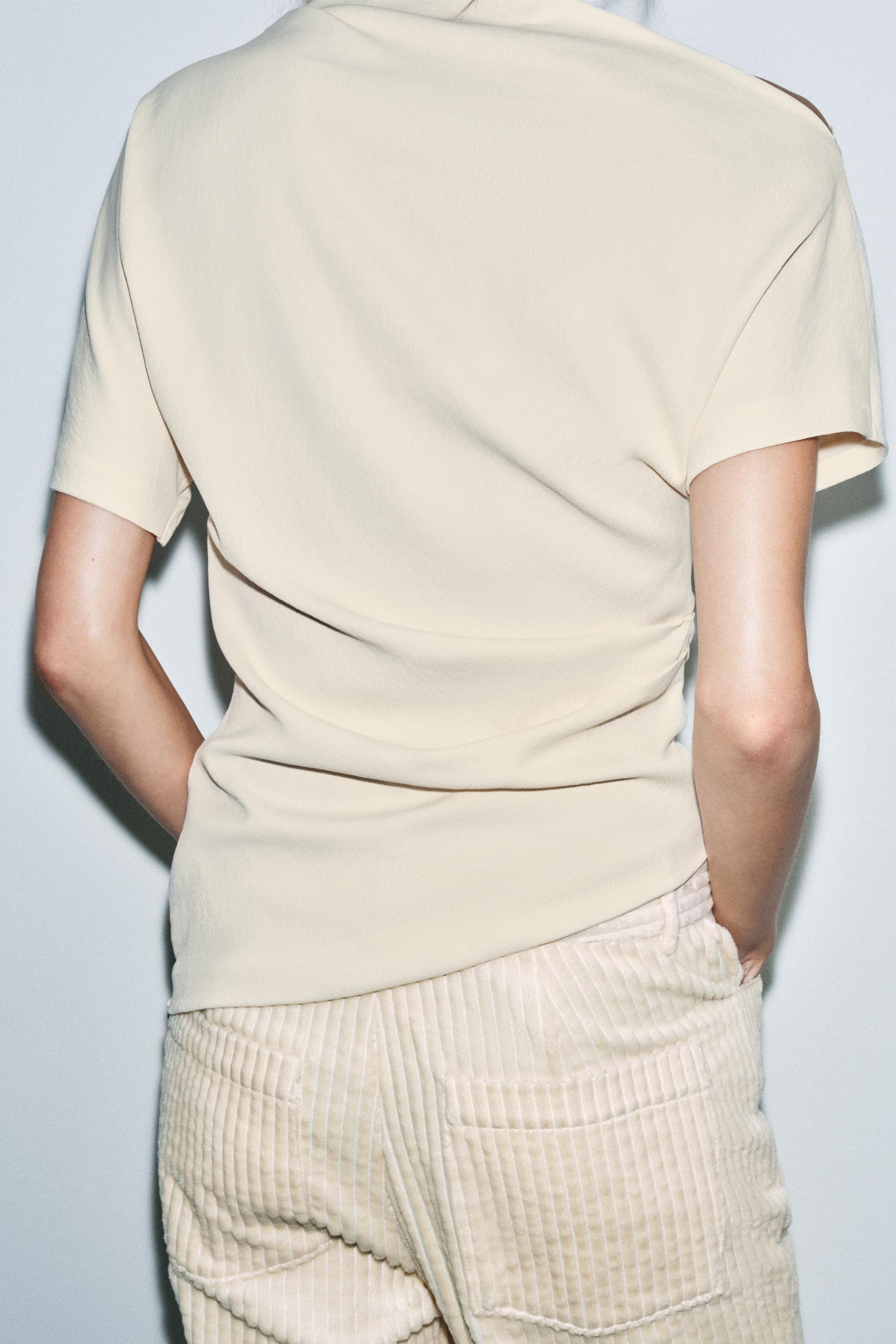 Asymmetric Draped Fashion Blouse