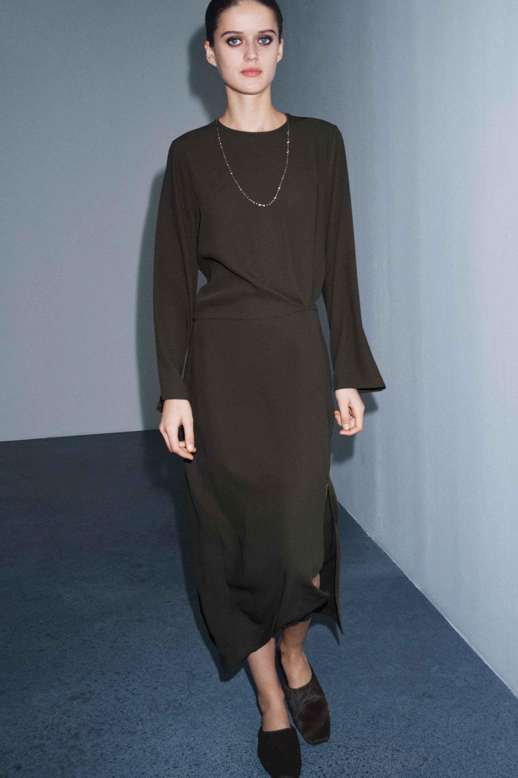 ZW COLLECTION PLEATED MIDI DRESS - Image 1