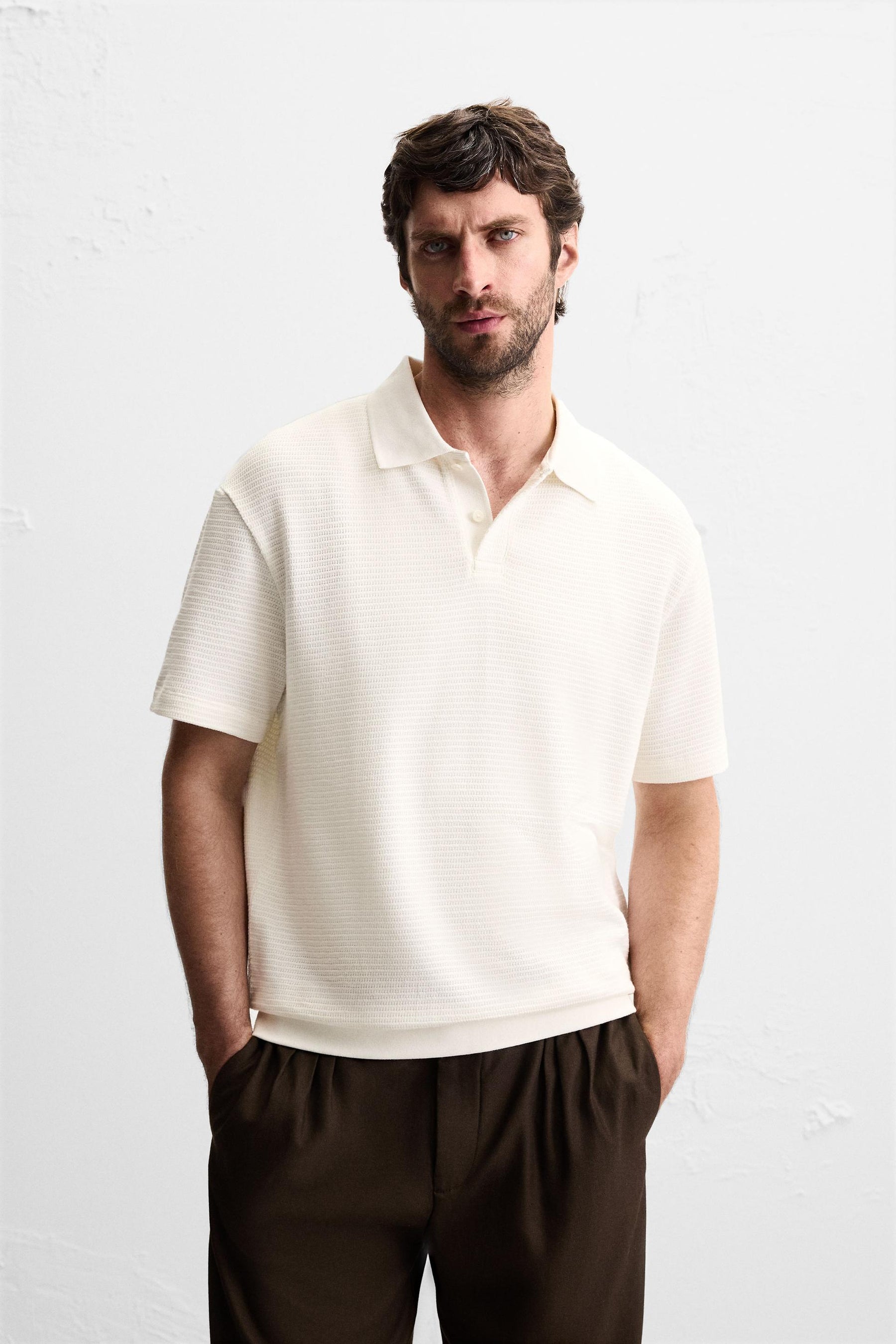 JACQUARD TEXTURED POLO SHIRT - Image 2