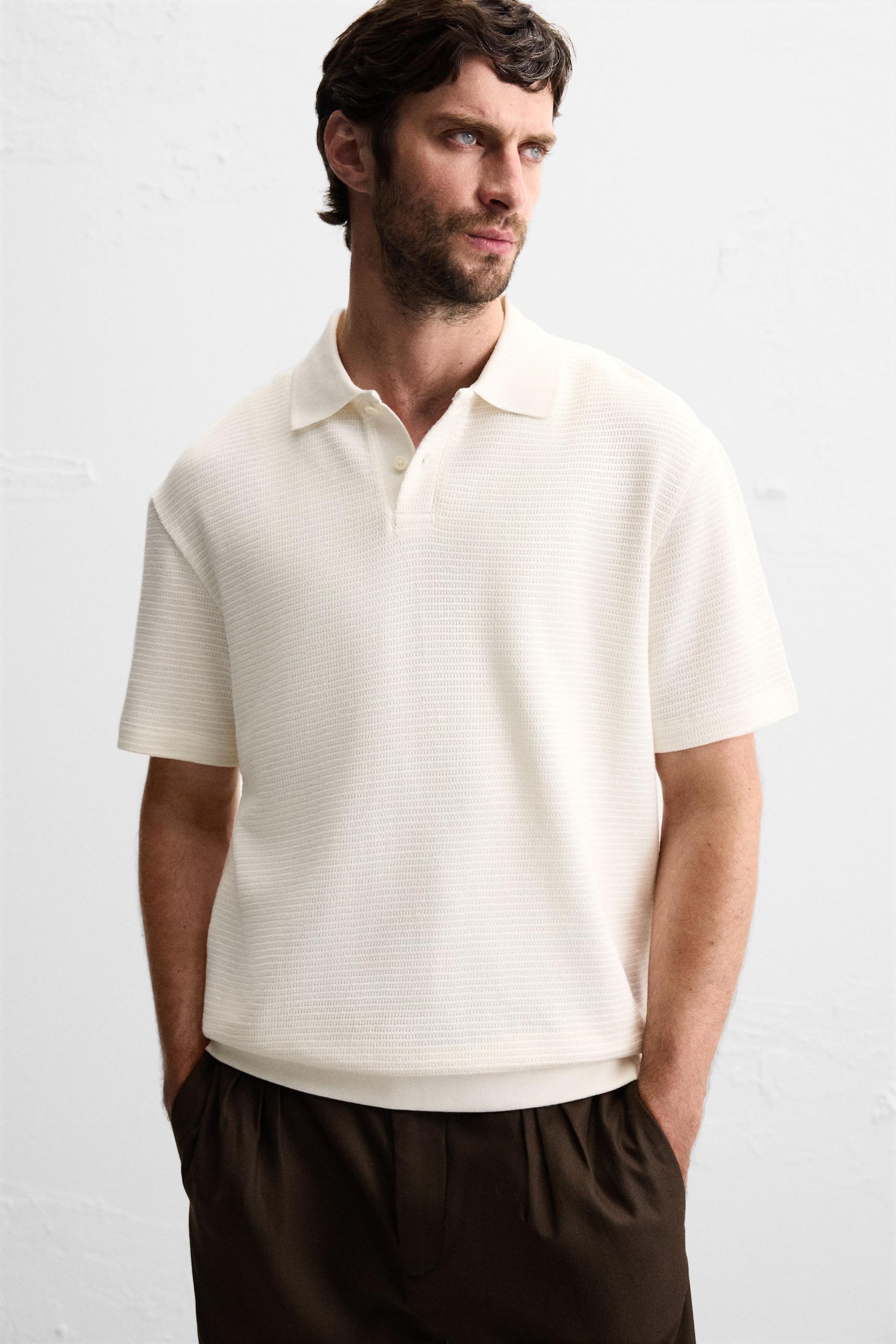 JACQUARD TEXTURED POLO SHIRT - Image 5