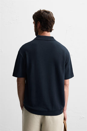 JACQUARD TEXTURED POLO SHIRT - Image 3