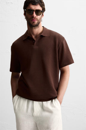 JACQUARD TEXTURED POLO SHIRT - Image 5