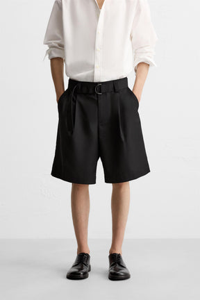 BELTED WIDE-LEG BERMUDA SHORTS - Image 2