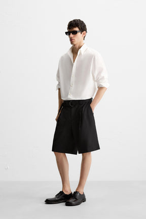 BELTED WIDE-LEG BERMUDA SHORTS - Image 4