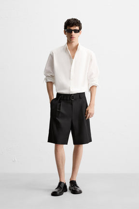 BELTED WIDE-LEG BERMUDA SHORTS - Image 1