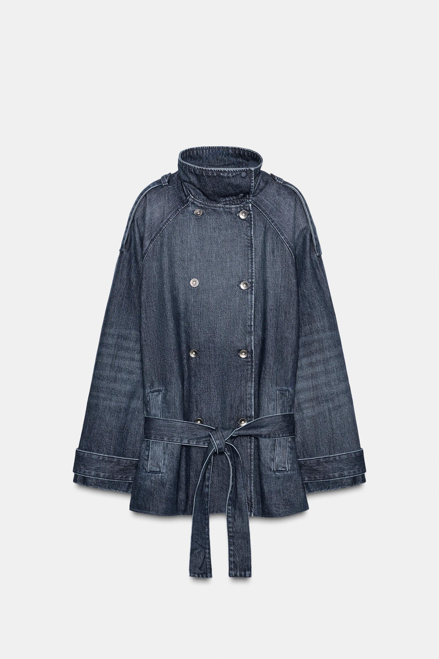 TRF BELTED DENIM MIDI JACKET - Image 9