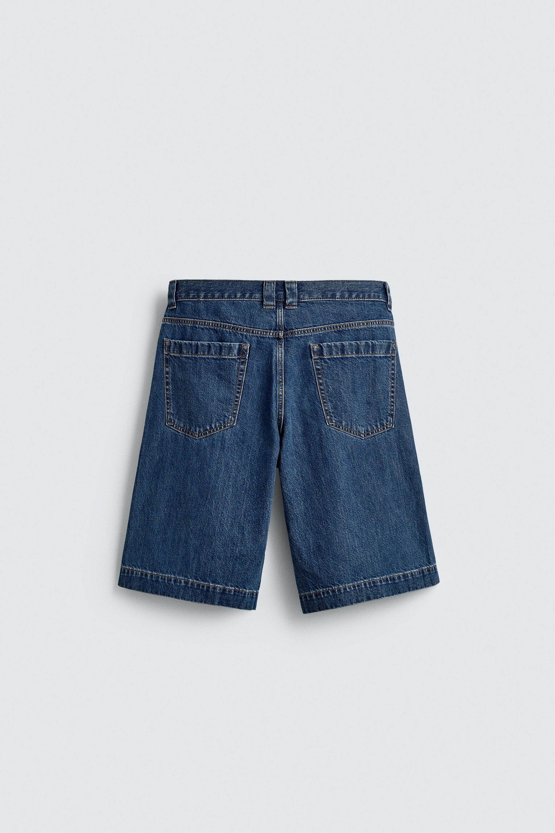 PLEATED RELAXED FIT DENIM BERMUDA SHORTS - Image 9