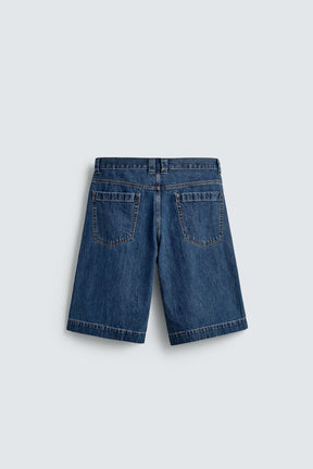 PLEATED RELAXED FIT DENIM BERMUDA SHORTS - Image 9