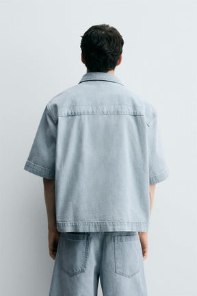 SHORT SLEEVE DENIM SHIRT - Image 3