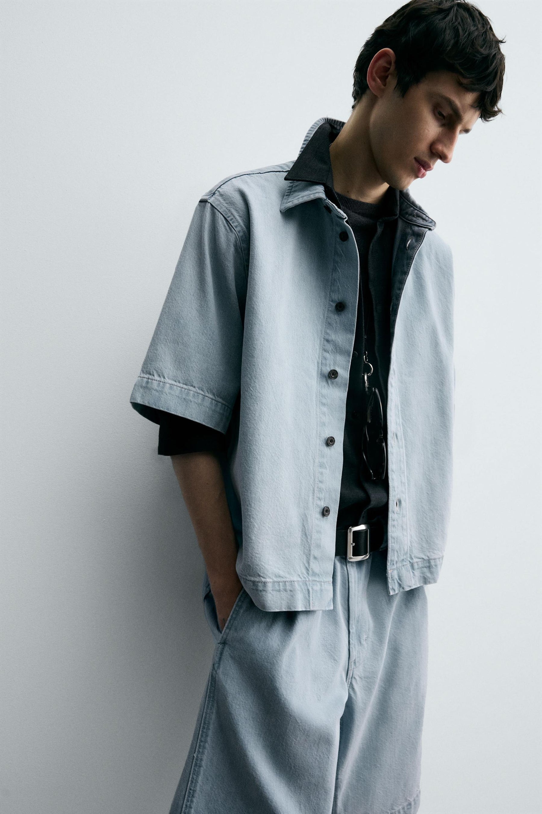 SHORT SLEEVE DENIM SHIRT - Image 6