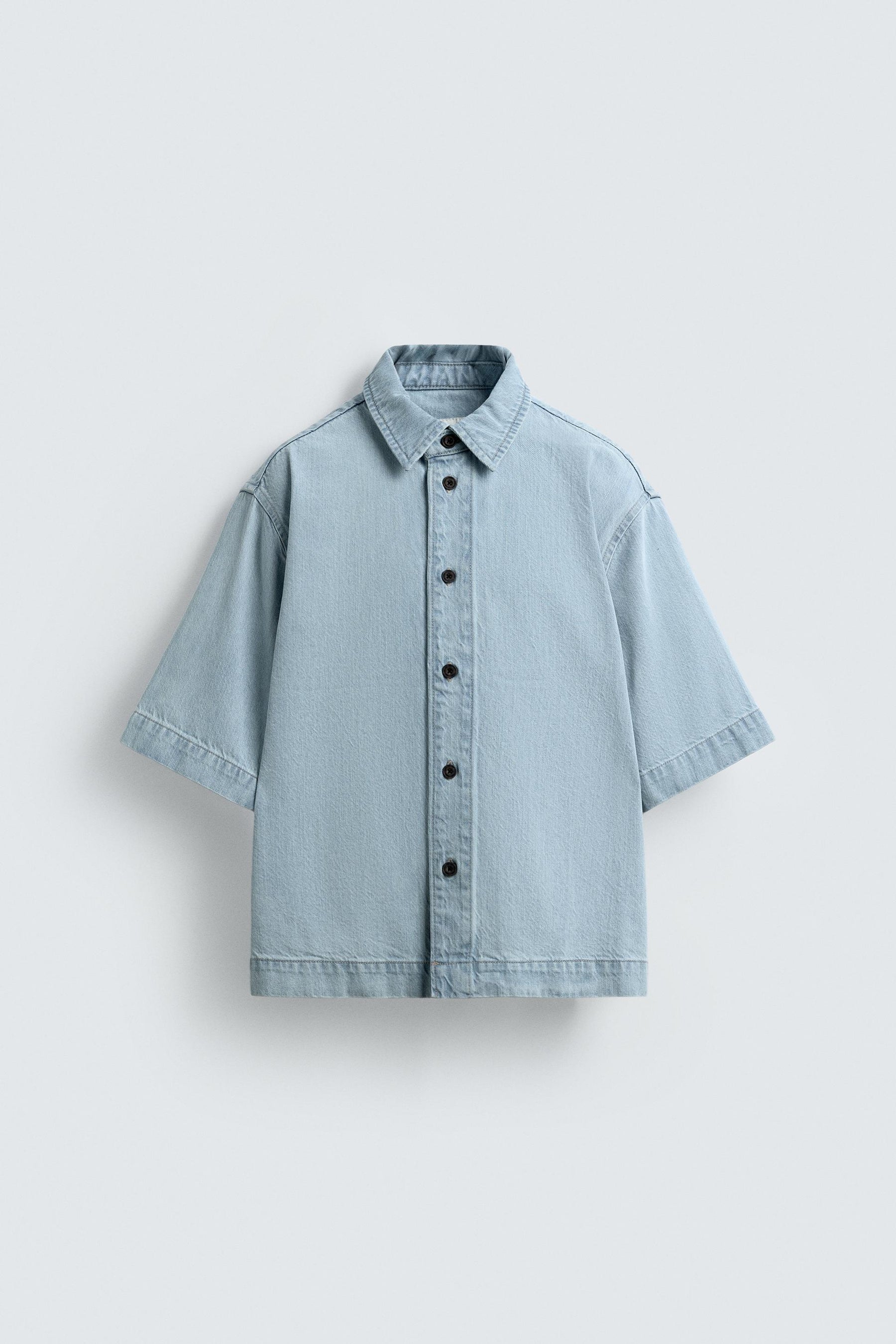 SHORT SLEEVE DENIM SHIRT - Image 7