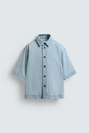 SHORT SLEEVE DENIM SHIRT - Image 7