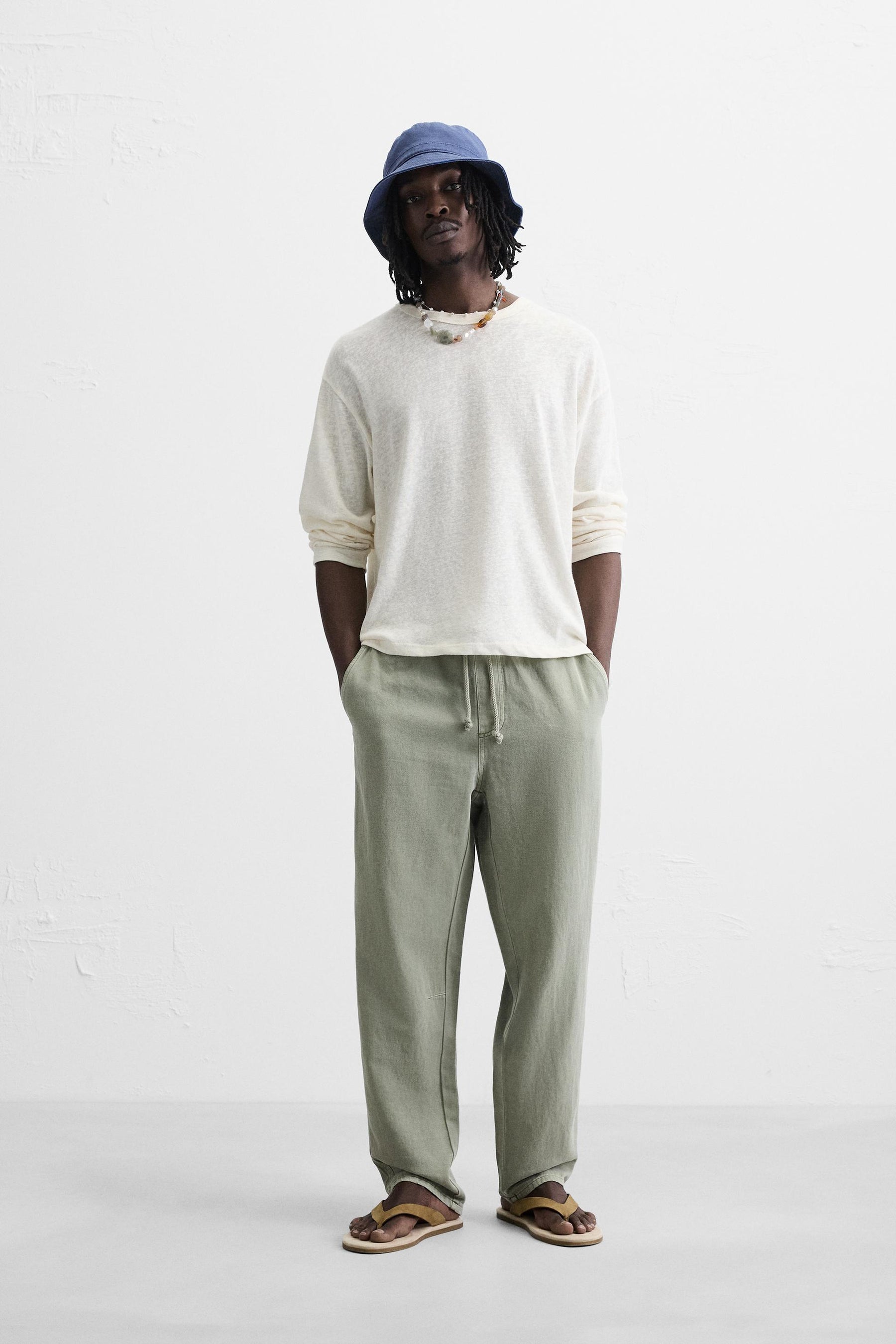 COTTON - LINEN TROUSERS - Image 1