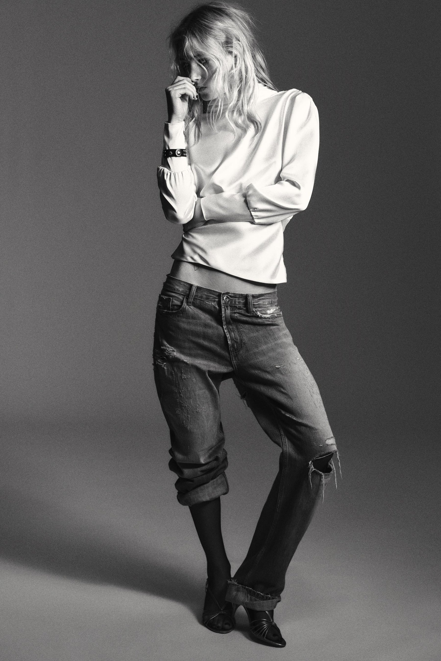 Satin Shirt with Bow