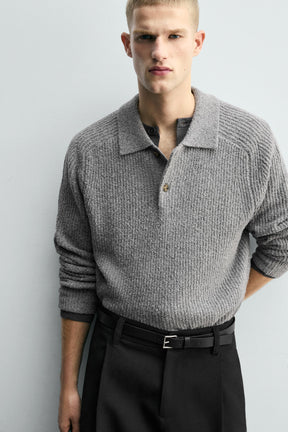 Textured Bouclé Polo