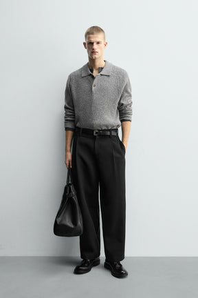 Textured Bouclé Polo