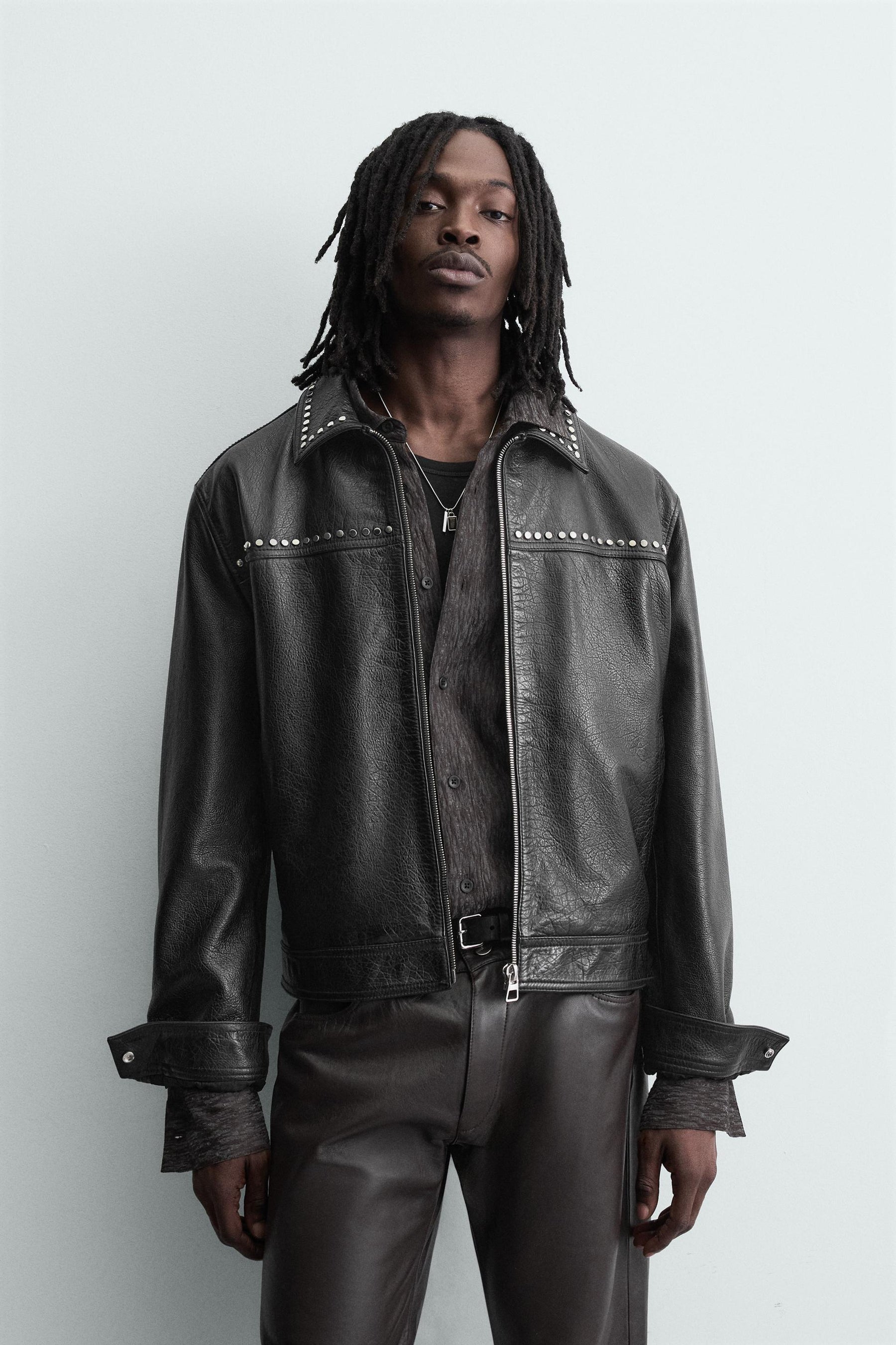 STUDDED LEATHER JACKET - Image 2