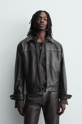 STUDDED LEATHER JACKET - Image 2