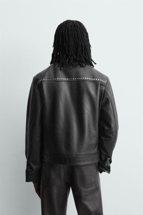 STUDDED LEATHER JACKET - Image 3