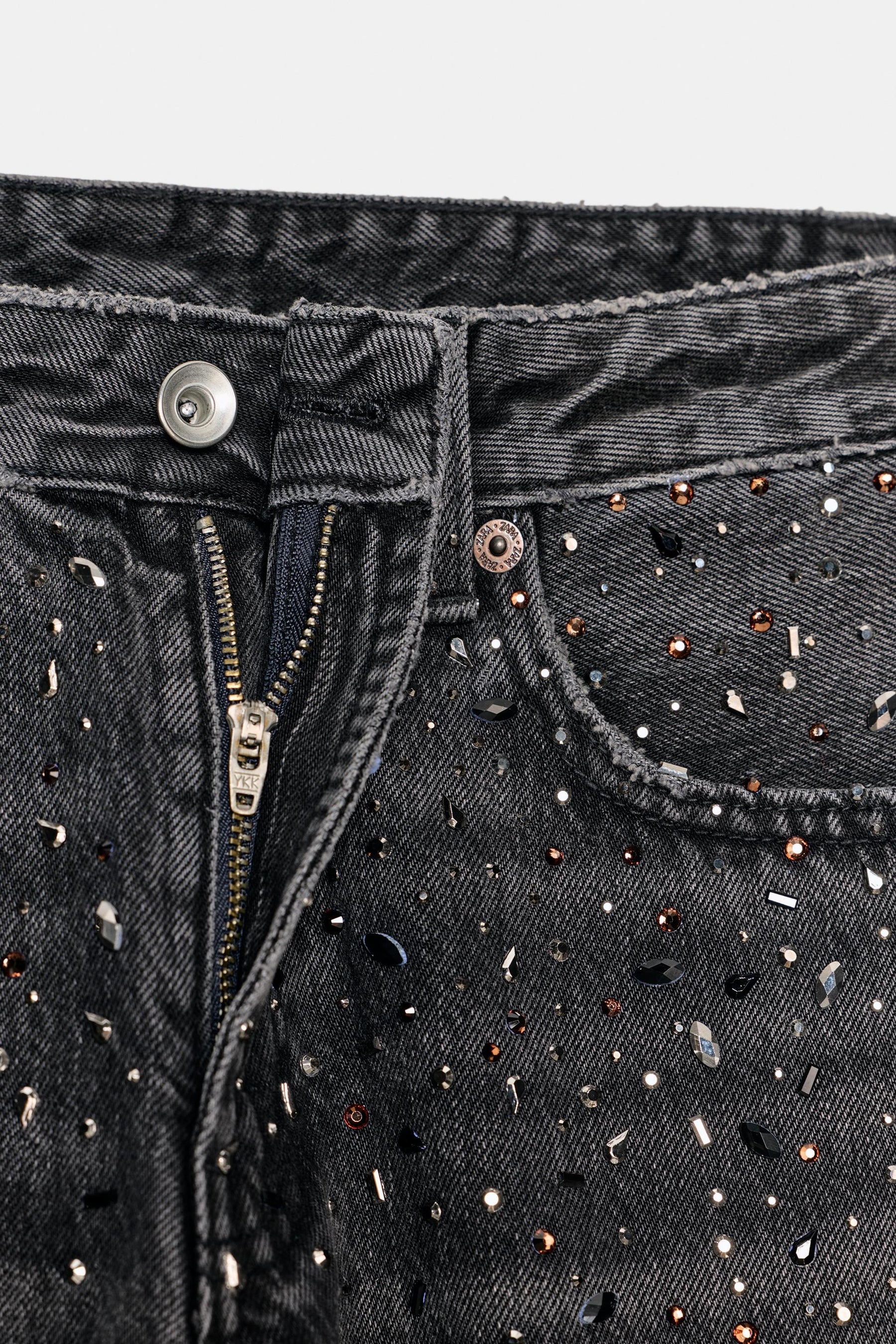 Rhinestone Straight Jeans