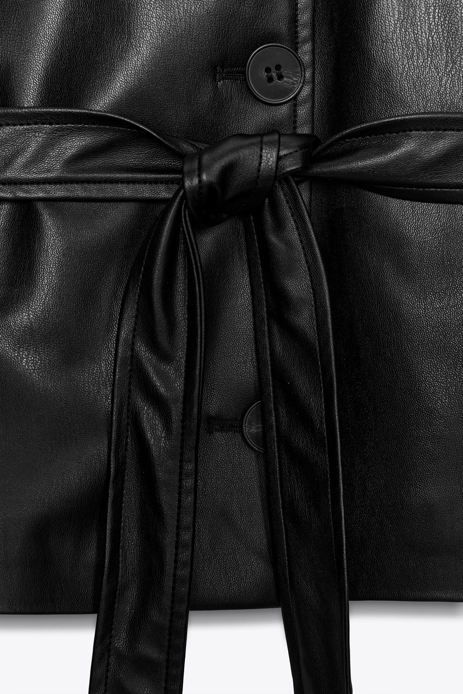 BELTED FAUX LEATHER JACKET