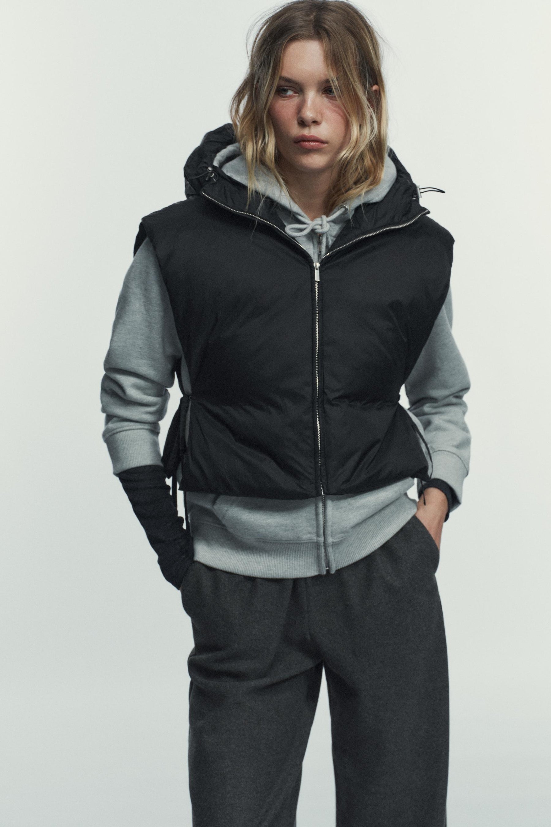 FEATHER DOWN GILET WITH TIES - Image 2