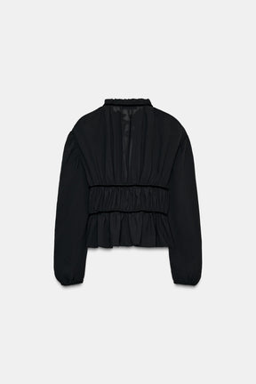 Velvet-Tie Georgette Blouse