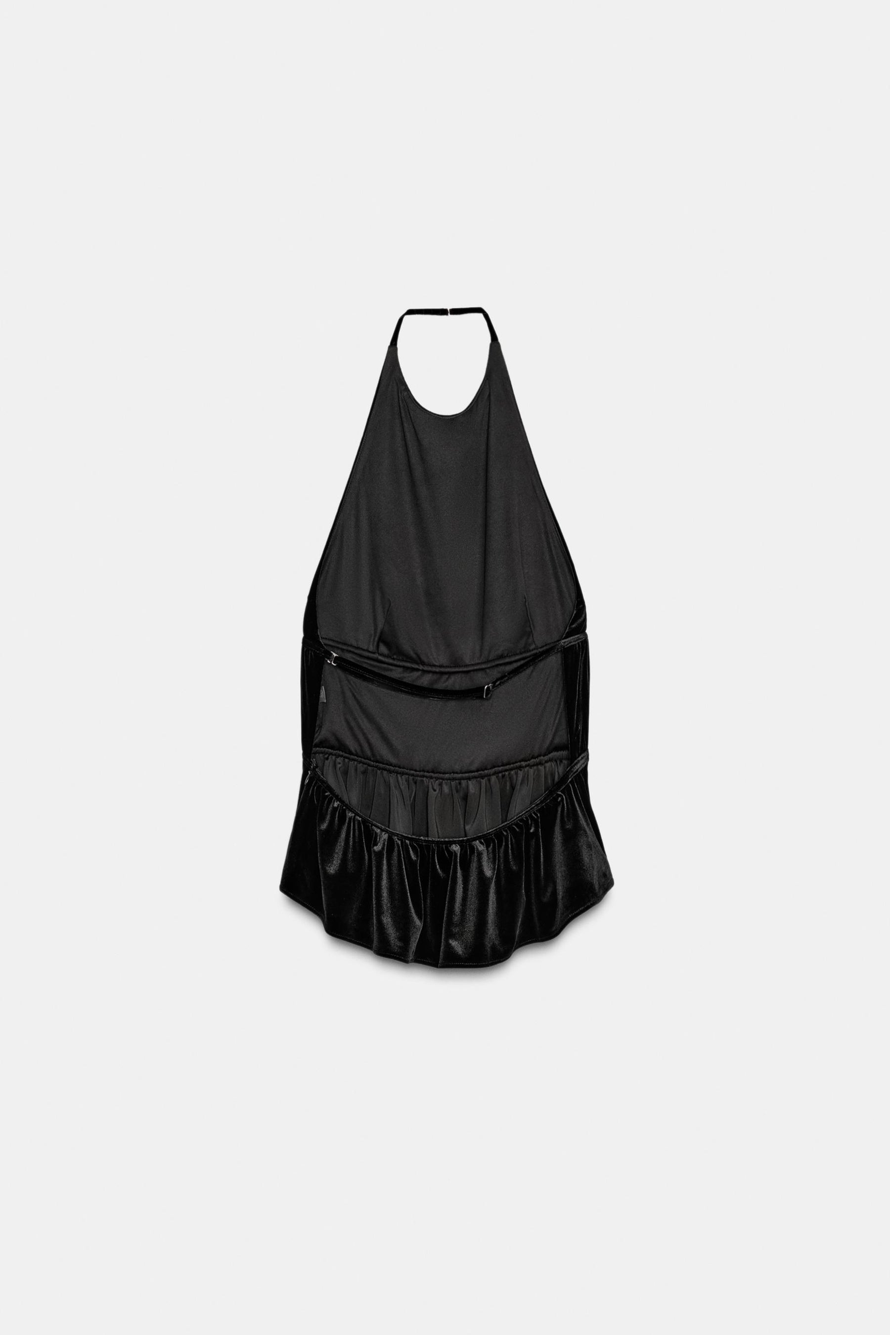 VELVET HALTER NECK TOP