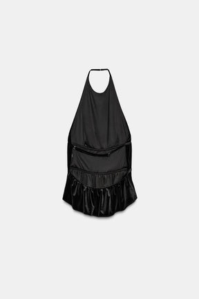 VELVET HALTER NECK TOP