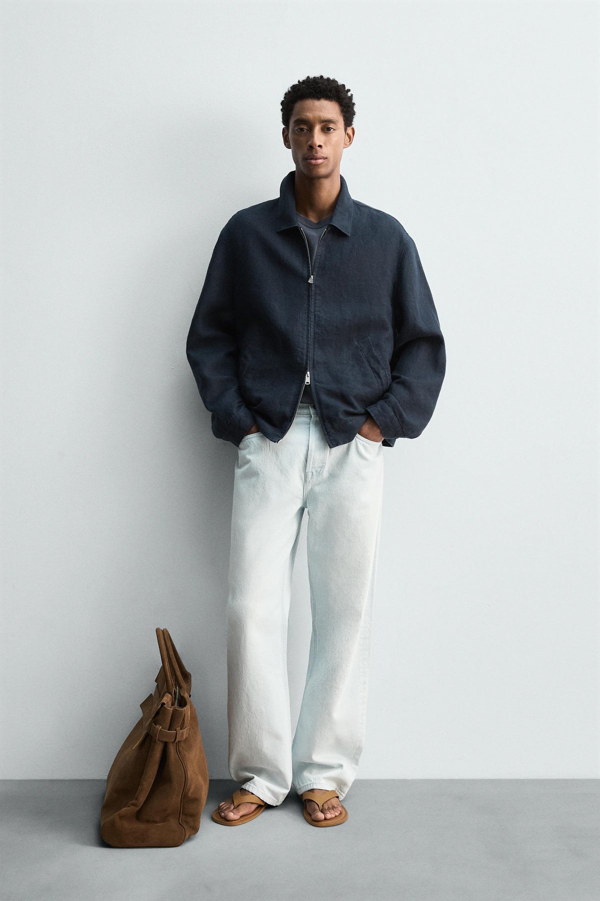 REGULAR FIT 100% LINEN JACKET - Image 1