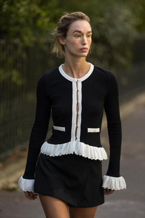 Contrast Knit Cardigan