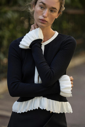 Contrast Knit Cardigan