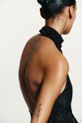 Rhinestone-Embellished Halter Top